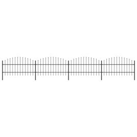 Garden Fence with Spear Top Steel (0.75-1)x6.8 m Black