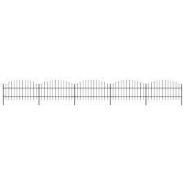 Garden Fence with Spear Top Steel (0.75-1)x8.5 m Black