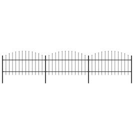 Garden Fence with Spear Top Steel 1-1.25x5.1 m Black