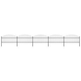 Garden Fence with Spear Top Steel 1-1.25x8.5 m Black
