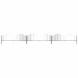 Garden Fence with Spear Top Steel 1-1.25x10.2 m Black