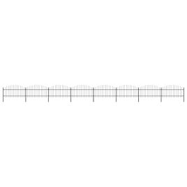 Garden Fence with Spear Top Steel 1-1.25x13.6 m Black