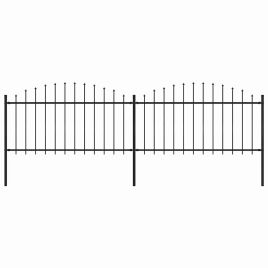 Garden Fence with Spear Top Steel 1.25-1.5x3.4 m Black