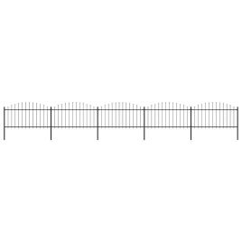 Garden Fence with Spear Top Steel 1.25-1.5x8.5 m Black