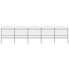 Garden Fence with Spear Top Steel (1.5-1.75)x8.5 m Black
