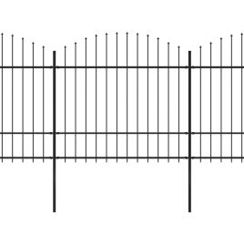 Garden Fence with Spear Top Steel (1.5-1.75)x10.2 m Black