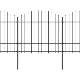 Garden Fence with Spear Top Steel (1.5-1.75)x13.6 m Black
