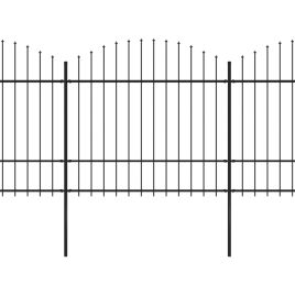 Garden Fence with Spear Top Steel (1.5-1.75)x15.3 m Black