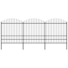 Garden Fence with Spear Top Steel (1.75-2)x5.1 m Black