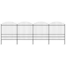 Garden Fence with Spear Top Steel 1.75-2x6.8 m Black