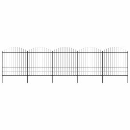 Garden Fence with Spear Top Steel 1.75-2x8.5 m Black