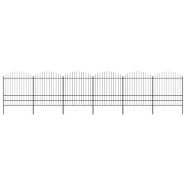 Garden Fence with Spear Top Steel 1.75-2x10.2 m Black