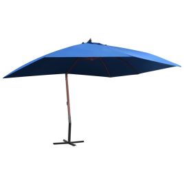 Hanging Parasol with Wooden Pole 400x300 cm Blue