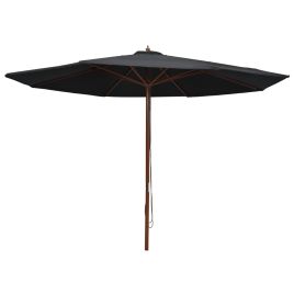 Outdoor Parasol with Wooden Pole 350 cm Black
