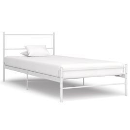 Bed Frame White Metal 90x200 cm
