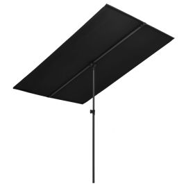 Outdoor Parasol with Aluminium Pole 2x1.5m Black