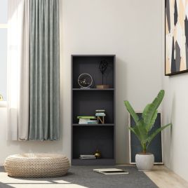 3-Tier Book Cabinet Grey 40x24x108 cm Chipboard
