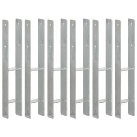 Fence Anchors 6 Pcs Silver 9x6x60cm Galvanised Steel
