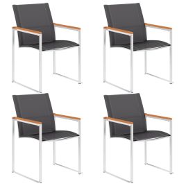 Garden Chairs 4 pcs Textilene and Stainless Steel Grey