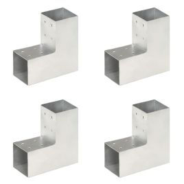 Post Connectors 4 pcs L Shape Galvanised Metal 81x81 mm