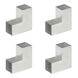 Post Connectors 4 pcs L Shape Galvanised Metal 91x91 mm