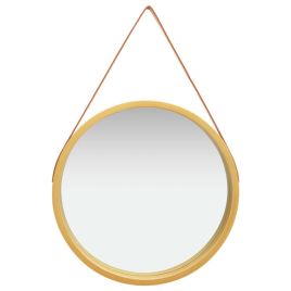 Wall Mirror with Strap 60cm Gold