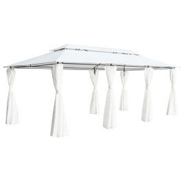 Gazebo with Curtains 600x298x270 cm White 180g/m2