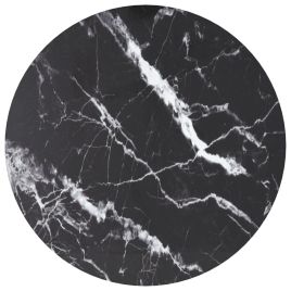 Table Top Black Ã˜50x0.8 cm Tempered Glass with Marble Design