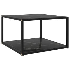 Coffee Table Black 60x60x35 cm Tempered Glass