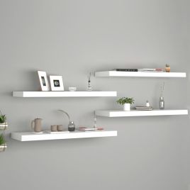 Floating Wall Shelves 4 Pieces White 80x23.5x3.8 cm MDF