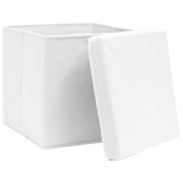 Storage Boxes with Covers 4 pcs 28x28x28 cm White