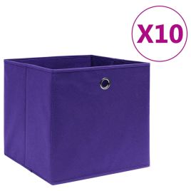 FALGLEN Storage Boxes 10 pcs Non-woven 28x28x28 cm Fabric - Purple