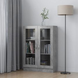 Vitrine Cabinet Concrete Grey 82.5x30.5x115 cm Engineered Wood