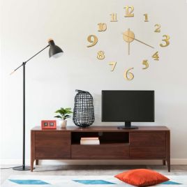 3D Wall Clock Modern Design Gold 100cm