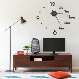 3D Wall Clock Modern Design Black 100cm