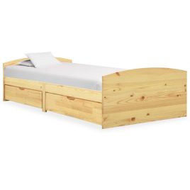 Bed Frame with 2 Drawers Solid Pine Wood 90x200 cm