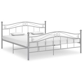 Bed Frame Grey Metal 160x200 cm