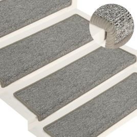 Carpet Stair Treads 15 Pcs 65x21x4cm White and Grey