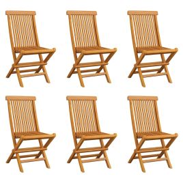 Folding Garden Chairs 6 pcs Solid Teak Wood