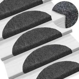 Self-adhesive Stair Mats 5 Pcs Dark Grey 54x16x4cm Needle Punch