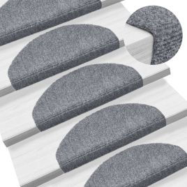 Self-adhesive Stair Mats 5 Pcs Light Grey 65x21x4cm Needle Punch