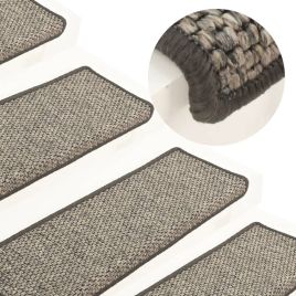 Stair Mats Self-adhesive Sisal-Look 15 Pcs 65x21x4cm Grey and Beige