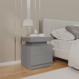 Bedside Cabinet Grey 45x35x52cm Engineered Wood
