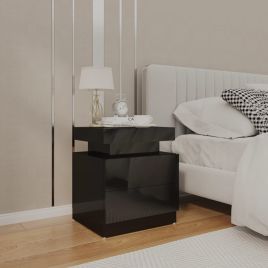 Bedside Cabinet High Gloss Black 45x35x52cm Engineered Wood