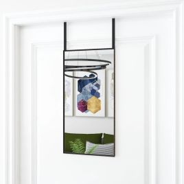 Door Mirror Black 30x60cm Glass and Aluminium