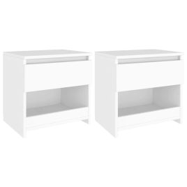 Bedside Cabinets 2 pcs White 40x30x39cm Engineered Wood