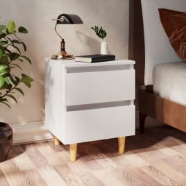 Bed Cabinet with Solid Pinewood Legs White 40x35x50cm