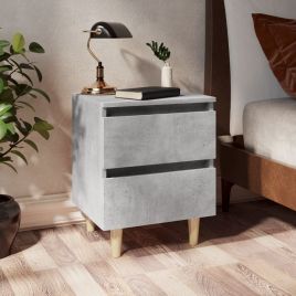 Bed Cabinet with Solid Pinewood Legs Concrete Grey 40x35x50cm