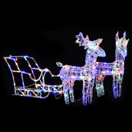 Roche Christmas Decoration Reindeers and Sleigh 160 LEDs 130cm Acrylic