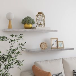 Floating Wall Shelves 2 pcs Concrete Grey 90x23.5x3.8 cm MDF